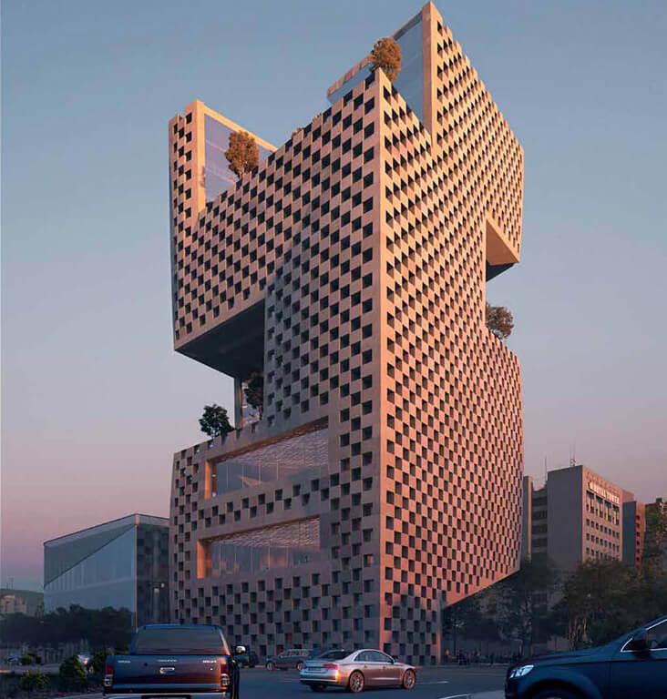 Street view of the BLF New headquarters building as envisioned by Snohetta